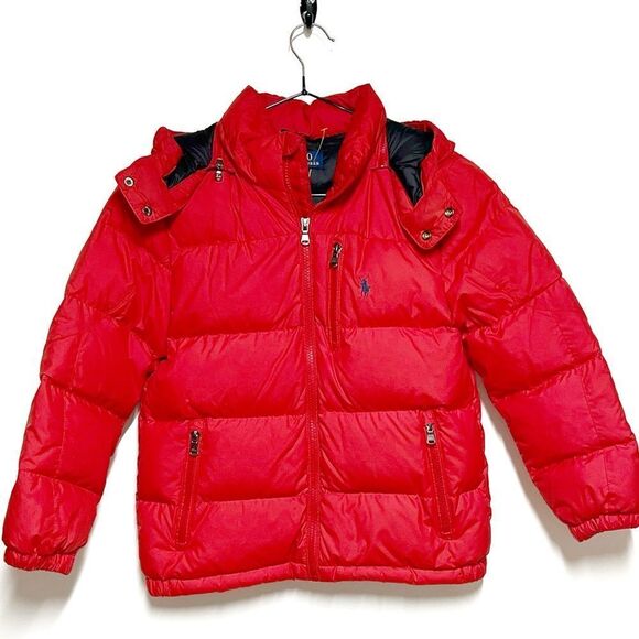 New Ralph Lauren Red Ripstop Water Repellent Down Filled Jacket Child’s Sz 8 - Picture 1 of 4